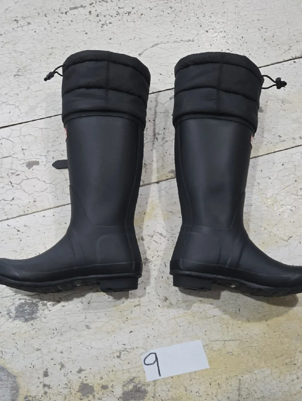 Hunter Boot Original Tall Quilted Cuff boots Black Matte Finish Size 38-7
